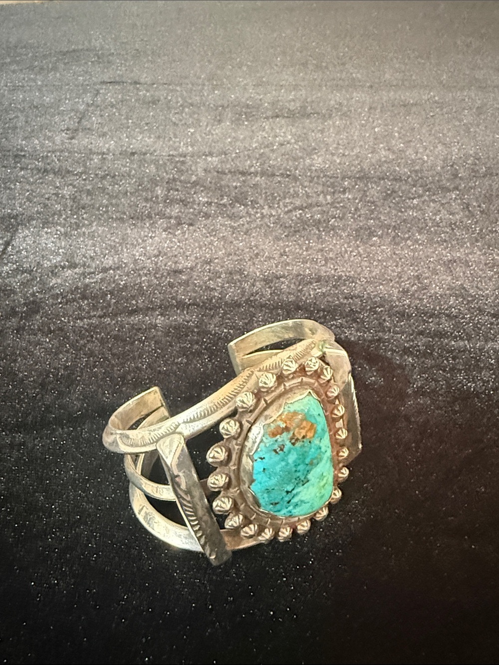 Sterling Silver Turquoise Statement Cuff Bracelet - Turquoise